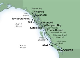 Seabourn Odyssey, 14 Night Glacier Bay, Fjords & Canadian Inside Passage ex Vancouver, BC. Canada Return