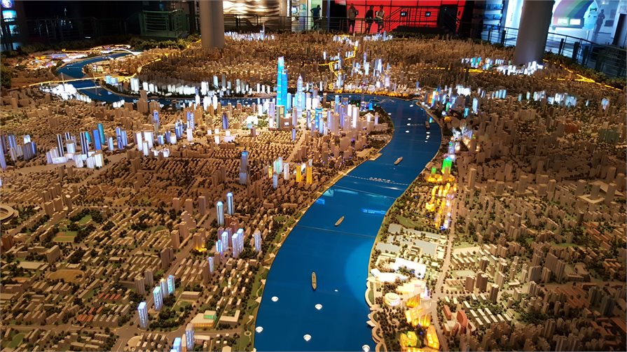  large-scale model of urban Shanghai in the Shanghai Urban Planning Exhibition Centre