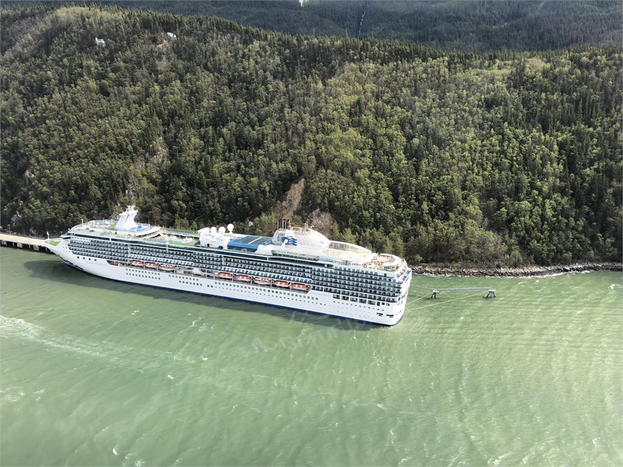 View of Island Princess from helicopter