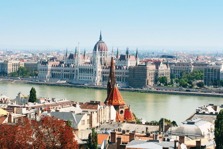 The Danube River travelling through Budapest