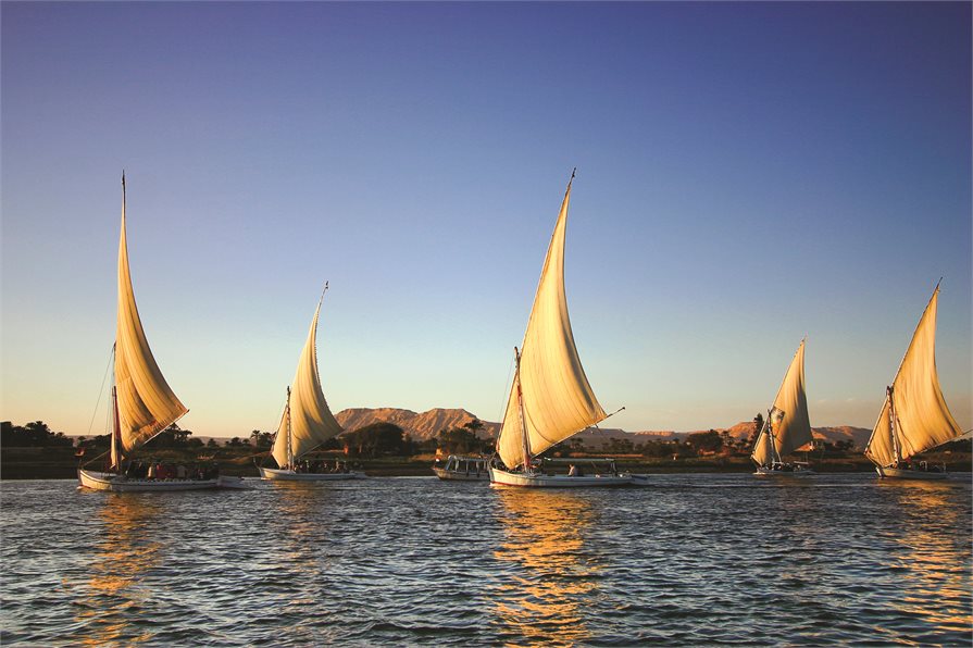 Feluccas on the Nile in Egypt