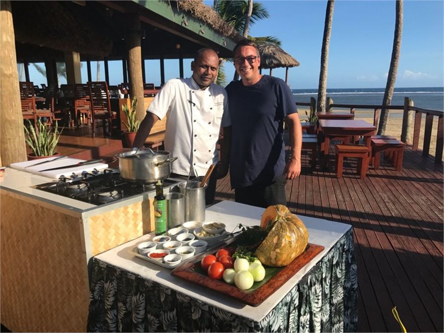Brett with executive head chef Shailesh Naidu at the Outrigger Beach Fiji Resort