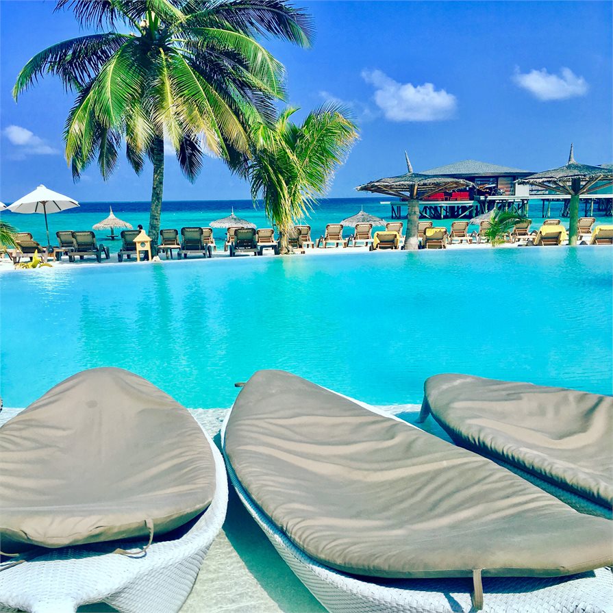 poolside by the loungers in the Maldives