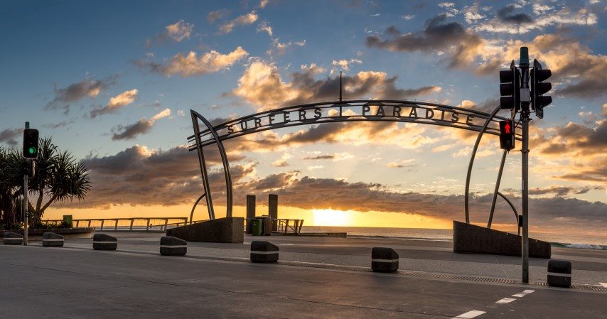 Surfers Paradise sign and along Cavill Avenue