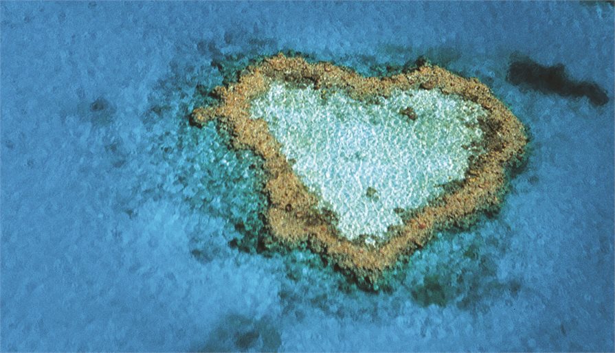 Heart Reef located on the Great Barrier Reef