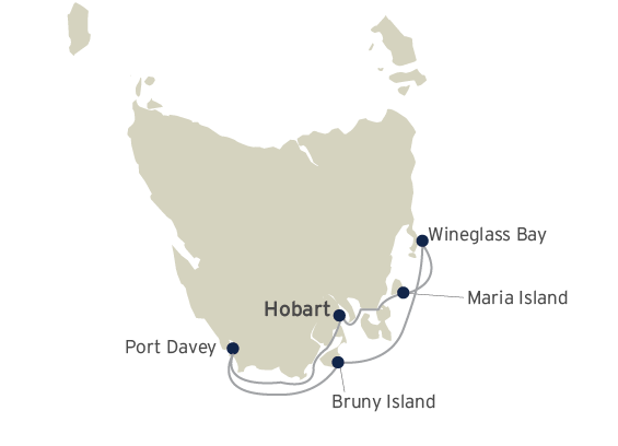 Coastal Treks of Tasmania with Coral Expeditions Map