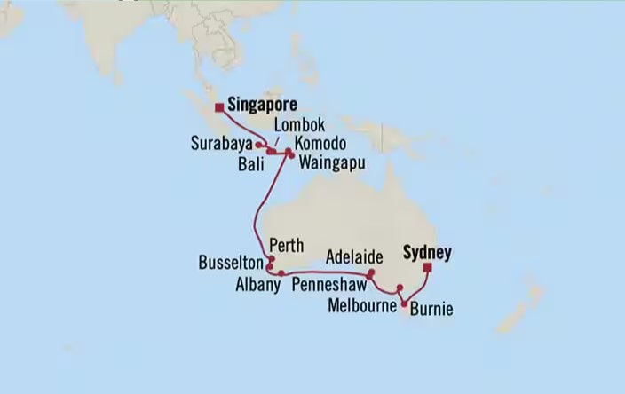 Komodos & Kangaroos Onboard Riviera® Map