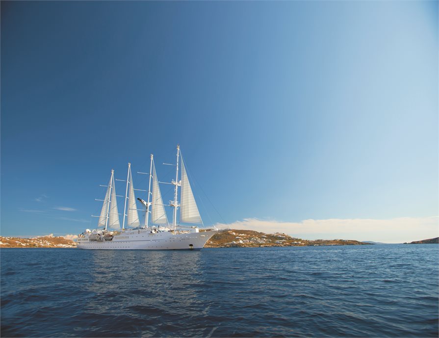 Wind Star cruise ship in the Aegean Sea, Greece