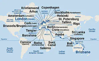 Coral Princess, 54 Nights World Cruise Liner - Brisbane to London (Dover) (6409E