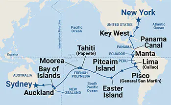 Coral Princess, 36 Nights World Cruise Segment - New York to Sydney (6412) ex Ne