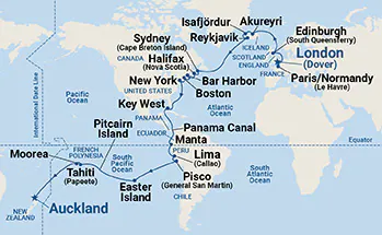 Coral Princess, 50 Nights World Cruise Liner - London (Dover) to Auckland (6411C
