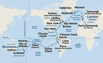Coral Princess, 56 Nights World Cruise Liner - London (Dover) to Brisbane (6411A