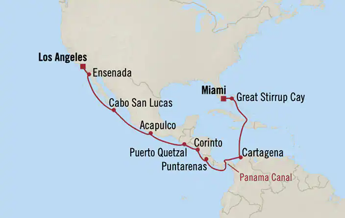 Nautica, Beyond the Panama Canal ex Miami, Florida USA to Los Angeles, California