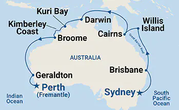 Coral Princess, 17 Night Northern Explorer ex Sydney, NSW, Australia  to Perth (Fremantle), WA Australia