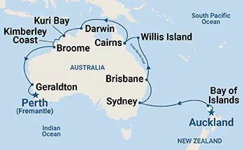 Coral Princess, 21 Night Northern Explorer ex Auckland, New Zealand  to Perth (Fremantle), WA Australia