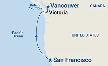 Grand Princess, 3 Night Pacific Coastal ex San Francisco, California, USA  to Vancouver, BC. Canada