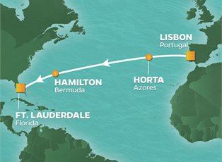 Azamara Onward, 12 Night Onward To Florida Voyage ex Lisbon, Portugal to Ft Lauderdale (Pt Everglades), USA