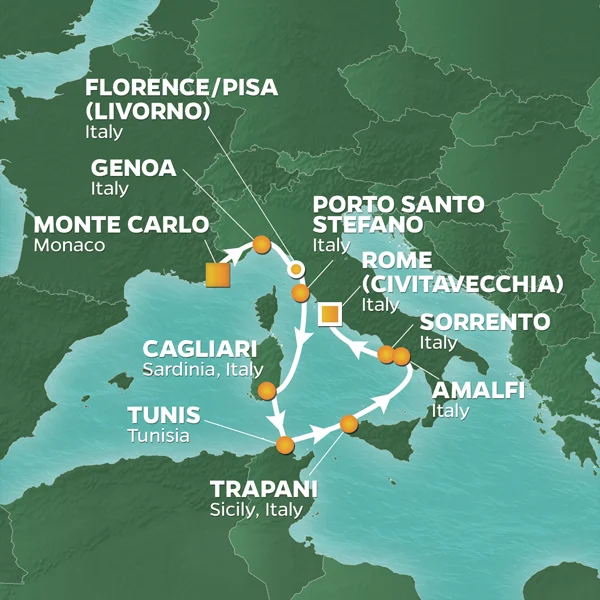 Azamara Onward, 11 Night Italy Intensive Voyage ex Monte Carlo, Monaco to Rome (Civitavecchia), Italy