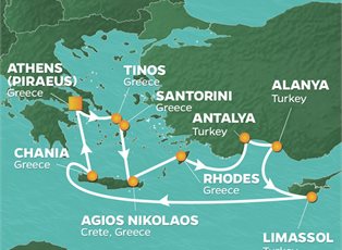 Azamara Journey, 11 Night Greece & Turkey Voyage ex Athens (Piraeus) Greece Return