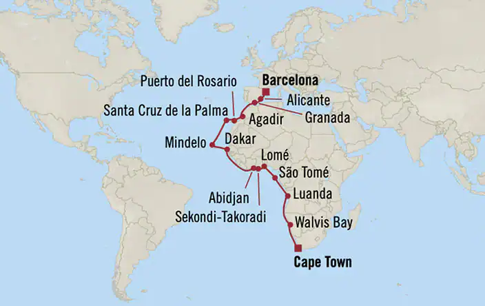 Nautica, Africa Navigator ex Cape Town, South Africa to Barcelona, Spain