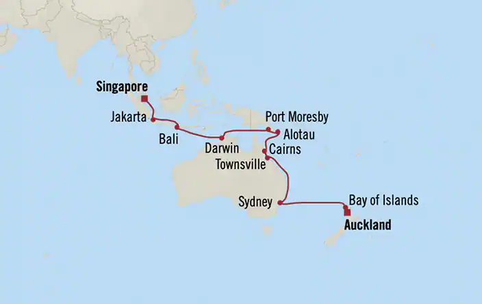 Regatta, Astounding Australasia ex Singapore to Auckland, New Zealand