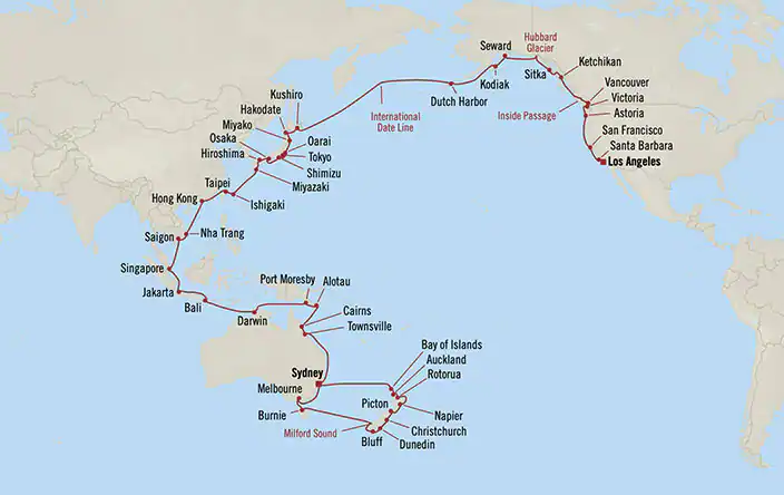 Regatta, Ultimate Pacific Traveler ex Los Angeles, California to Sydney, NSW, Australia