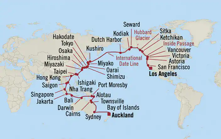 Regatta, Grand Pacific Hemispheres ex Los Angeles, California to Auckland, New Zealand
