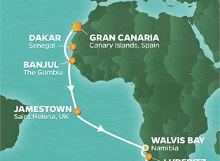 Azamara Quest, 18 Night Western Africa Voyage ex Gran Canaria (Las Palmas), Canary Islands to Cape Town, South Africa