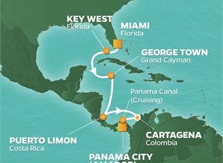 Azamara Journey, 10 Night Panama Canal Voyage ex Miami, Florida USA to Fuerte Amador for Panama City