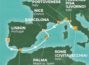 Azamara Onward, 10 Night Mediterranean Icons Voyage ex Rome (Civitavecchia), Italy to Lisbon, Portugal