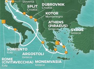 Azamara Onward, 14 Night Aegean & Adriatic Gems Voyage ex Athens (Piraeus) Greece to Rome (Civitavecchia), Italy