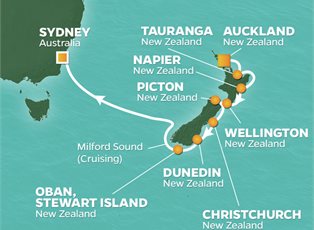 Azamara Onward, 12 Night New Zealand & Australia Voyage ex Auckland, New Zealand to Sydney, NSW, Australia