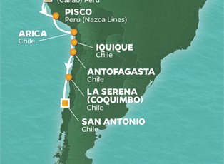 Azamara Journey, 10 Night Peru & Chile Voyage ex Callao (Lima) Peru to San Antonio (Santiago), Chile
