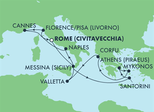 Norwegian Epic, 11 Night Greek Isles & Italy: Santorini, Athens & Florence ex Rome (Civitavecchia), Italy Return