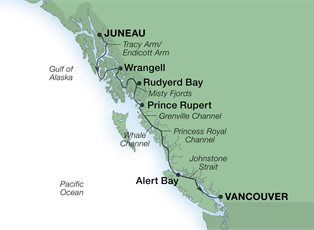 Seabourn Odyssey, 7 Night Alaska Fjords & Canadian Inside Passage ex Juneau, Alaska to Vancouver, BC. Canada