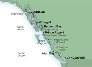 Seabourn Odyssey, 7 Night Glacier Bay & Canadian Inside Passage ex Juneau, Alaska to Vancouver, BC. Canada