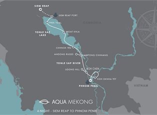 Aqua Mekong, High Water Explorer Cruise (Down River) ex Siem Reap to Phnom Penh