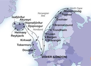 Seabourn Sojourn, 28 Night Norwegian Fjords & Icelandic Intrigue ex Dover, England Return