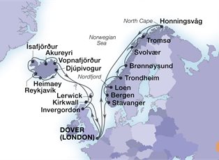 Seabourn Sojourn, 28 Night Norwegian Fjords & Icelandic Intrigue ex Dover, England Return