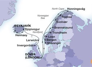 Seabourn Sojourn, 21 Night Norwegian Fjords & South Iceland ex Dover, England to Reykjavik, Iceland