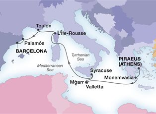 Seabourn Sojourn, 10 Night Malta & French Riviera ex Athens (Piraeus) Greece to Barcelona, Spain