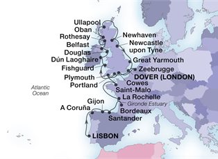Seabourn Sojourn, 28 Night Bay Of Biscay & British Isles ex Lisbon, Portugal to Dover, England