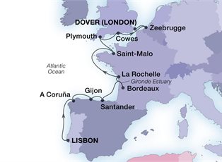 Seabourn Sojourn, 14 Night Bay Of Biscay & English Channel ex Lisbon, Portugal to Dover, England