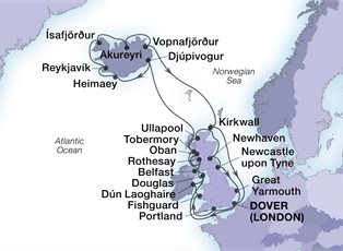 Seabourn Sojourn, 28 Night Jewels Of The British Isles & Icelandic Intrigue ex Dover, England Return