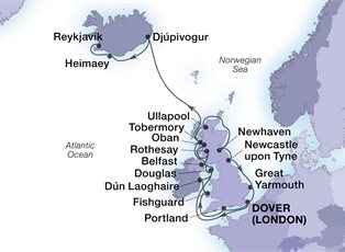 Seabourn Sojourn, 21 Night Jewels Of The British Isles & South Iceland ex Dover, England to Reykjavik, Iceland