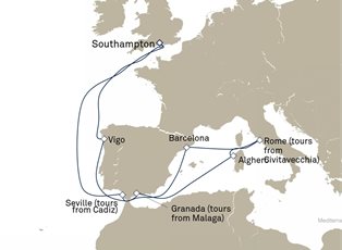 Queen Mary 2, 14 Nights Mediterranean Highlights ex Southampton, England, UK Return