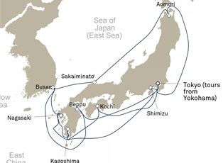 Queen Elizabeth, 18 Nights Japan Grand Voyage ex Tokyo (tours from Yokohama), Japan Return