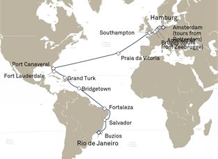 Queen Victoria, 33 Nights Hamburg To Rio De Janeiro ex Hamburg, Germany to Rio de Janeiro, Brazil