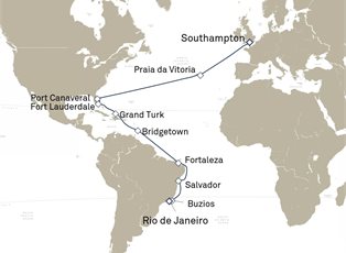Queen Victoria, 28 Nights Southampton To Rio De Janeiro ex Southampton, England, UK to Rio de Janeiro, Brazil