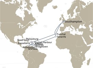 Queen Mary 2, 35 Nights Eastern Caribbean ex Southampton, England, UK Return